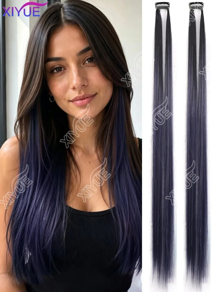 XY Hair Extensions 2 stks/pak Rechte Extensions Multi-Kleuren Hoogtepunten Synthetisch haar Regenboog Haarstukjes voor Meisjes Halloween — image 8