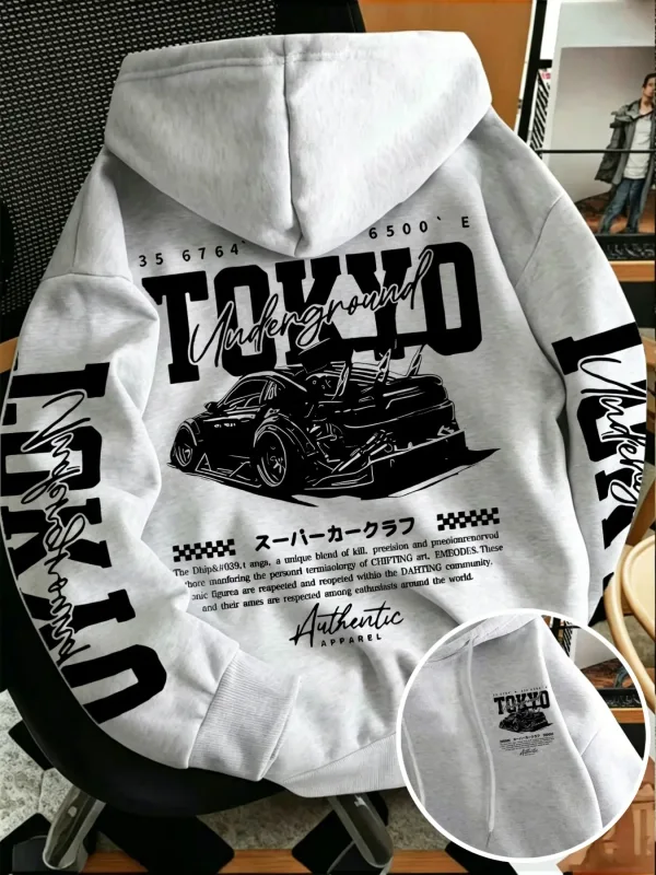 Sweat-shirt à capuche pour hommes, nouvelle collection automne hiver, course souterraine de Tokyo, dessin de ligne imprimé, haut tendance de rue japonaise — image 7
