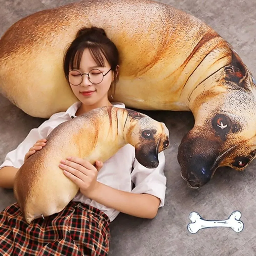 Doux réaliste Animal jeter oreiller chien en peluche créatif coussin 3D chien oreiller bureau jouet 3D réaliste Animal chien jeter oreiller — image 3