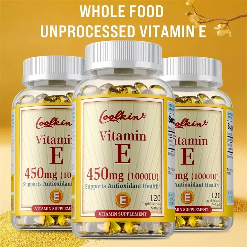 Natural Vitamin E Capsules - Brightens Skin Tightens Skin Reduce Wrinkles Anti-aging Antioxidant Supports Immune — image 1