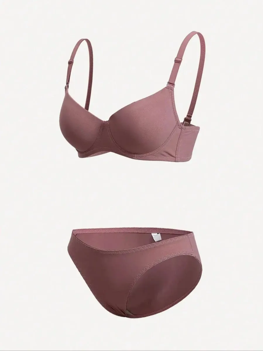 Viomisha Solid Underwire Lingerie Set Women Push Up Bra with Steel Ring Fashion Women Underwear Panty Everyday Bras Set — image 3