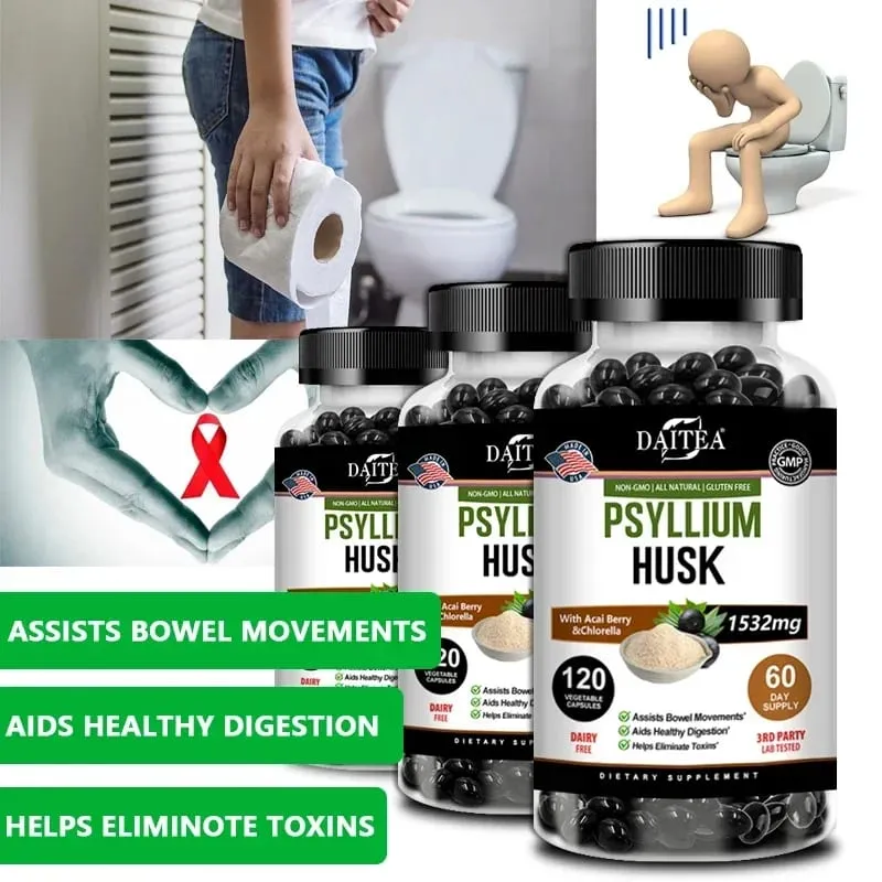 Psyllium Kabuğu Kapsülleri - Kabızlığı İyileştirir Metabolizmayı Hızlandırır Besin Sindirimi Yetişkin Erkekler ve Kadınlar için Bağırsak Sağlığı — image 1
