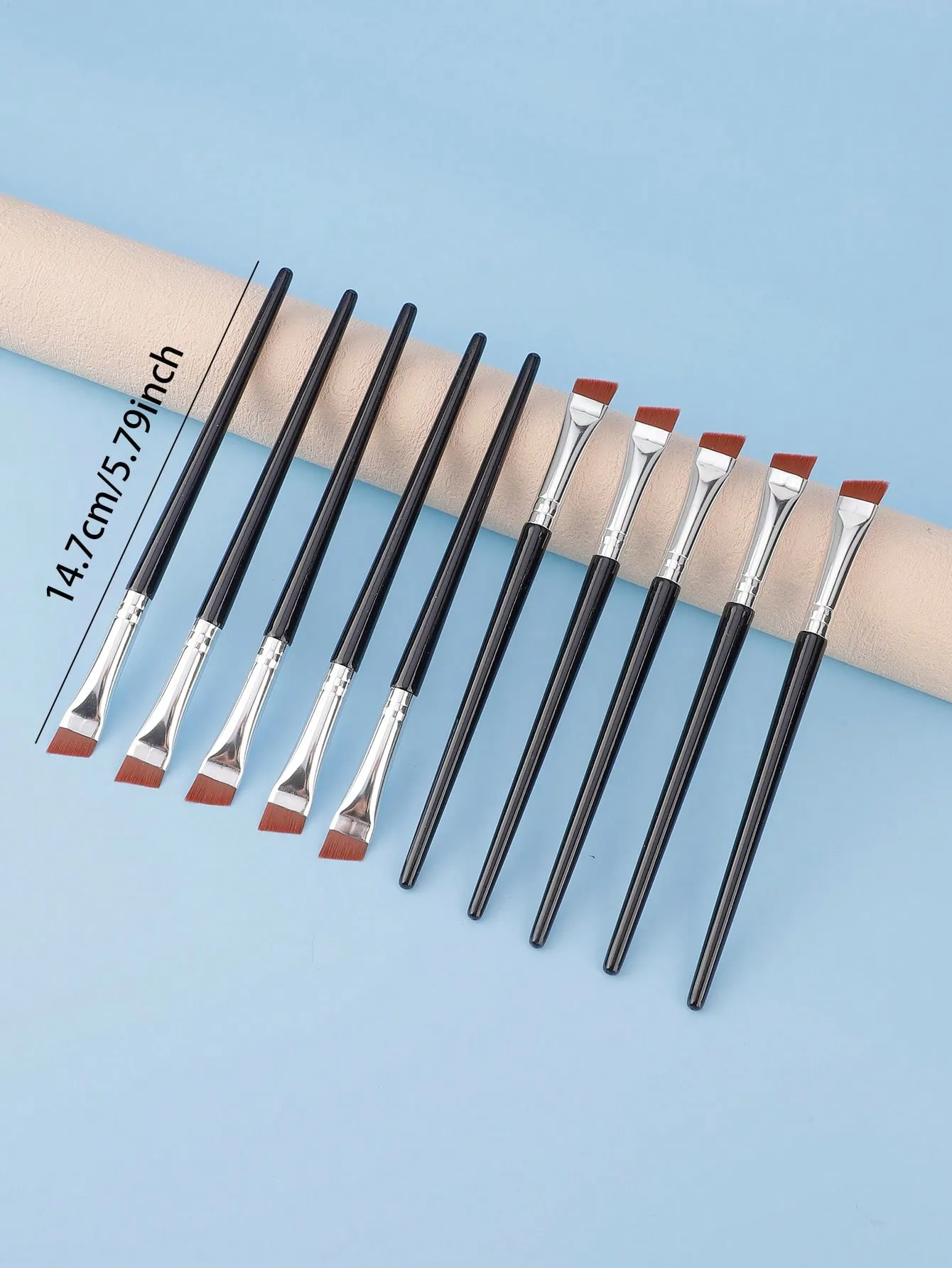 10 stykker vinklede øjenbrynsbørster Øjenbrynfarvet børste Flad tilspidsede øjenbrynskoncealerbørste Øjenmakeupbørster — image 4