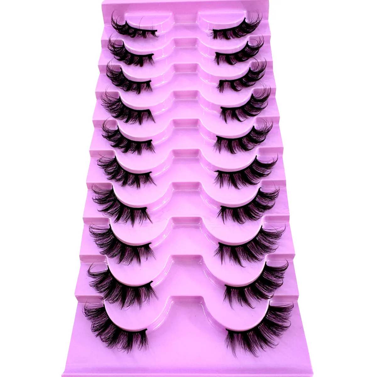 Halve vipper 10 par halve vipper Bløde naturlige katteøjevipper Makeupværktøj Falske øjenvipper Extension Fluffy Faux Cils — image 5