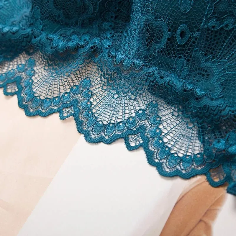 Set di lingerie sexy con reggiseno push up - Confortevole biancheria intima di pizzo senza fili, coppa per palmo per sollevamento 75°C/80°C/85°C — image 5