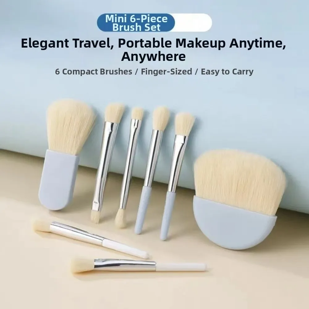 6 ks/sada Soft Bristles Mini sada štětců na make-up Mixovací štětec Více hlavic štětců Sada kosmetických štětců s úložným boxem — image 4