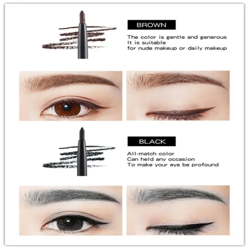 1 stk vandtæt sort brun glat eyeliner blyant Permanent makeup eyeliner pen Langtidsholdbar automatisk øjenmakeup værktøj — image 7