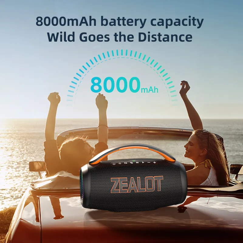 Zealot-P12 Speaker 60W Portable Bluetooth Speaker with IPX6 Waterproof Comfortable handle Controllable lighting TF USB