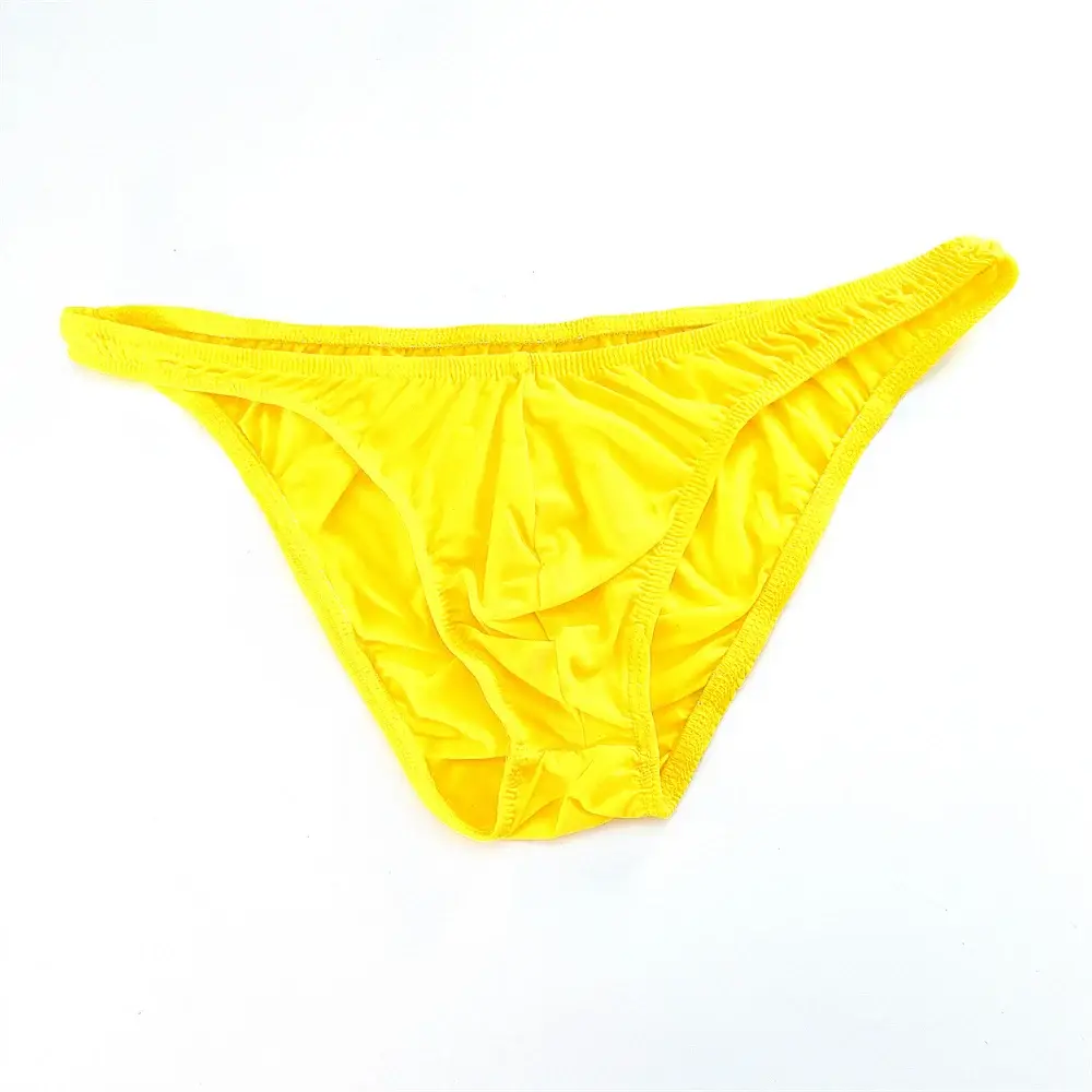 Solid Color Nylon Briefs Men Big Bulge Sexy Underwear Translucent Ice Silk Low Waist Bikini Panties U Convex Male Panties — image 6