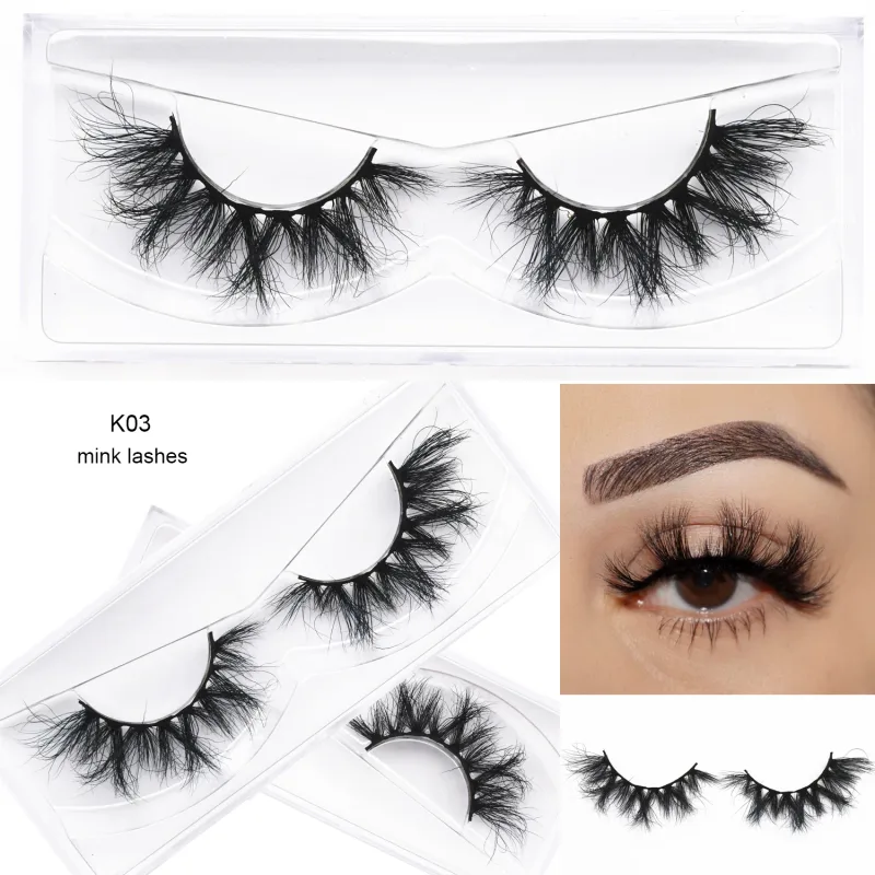 D20 réel vison cils Extension de cils naturel long ailé Volume cils à la main vison faux cils maquillage cils — image 13