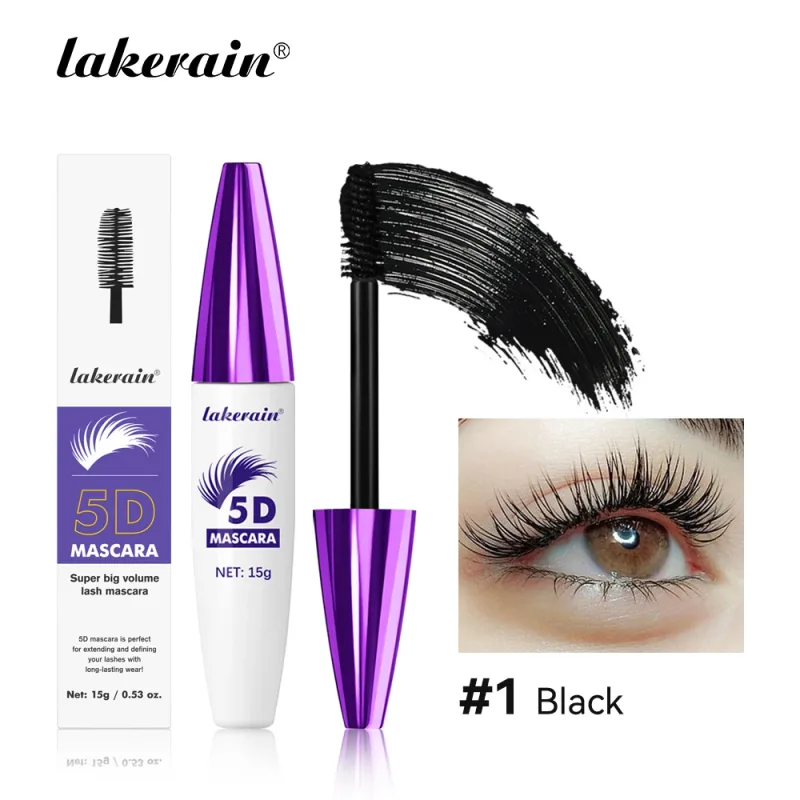 Lakerain 5D มาสคาร่าขนตายาวยาวนาน Intense สีดำกันน้ำ Nourishing Smudge-Proof มาสคาร่าแต่งหน้า — image 10