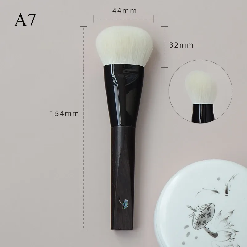 Shoushoulang Hand Crafted Makeup Brush Soft Tiny Tips Goat Hair 1PC Face Powder Blush Contour Brush Ebony Handle Makeup Brushes — image 14