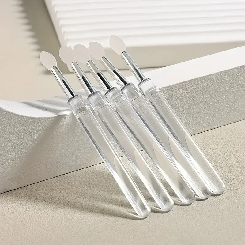 5 reusable na silicone nail brush na may mirror effect - double head makeup at nail polish applicator