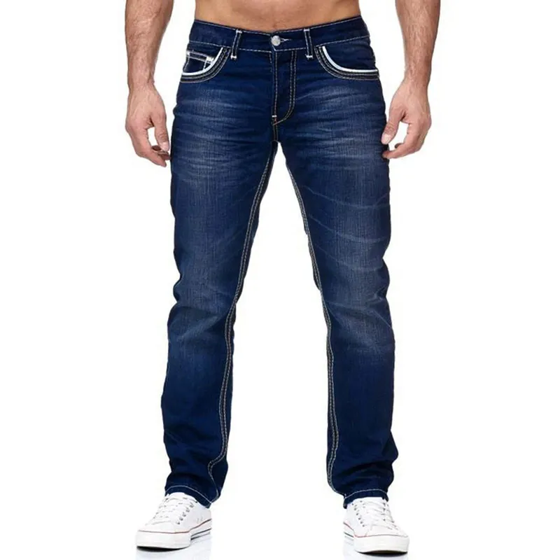 Jeans Pria Celana Lurus Hitam Celana Kasual Denim Saku Musim Semi Autmun Celana Jeans Pria Kualitas Tinggi Biru Muda — image 10