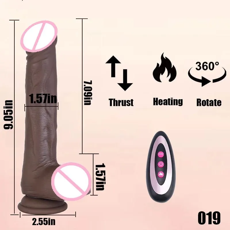 Đâm Đen Thực Tế Dương Vật Dương Vật Giả Nam Dick Kính Thiên Văn Xoay Làm Nóng Điểm G Âm Vật Hậu Môn Kích Thích Máy Rung Đồ Chơi Tình Dục — image 8