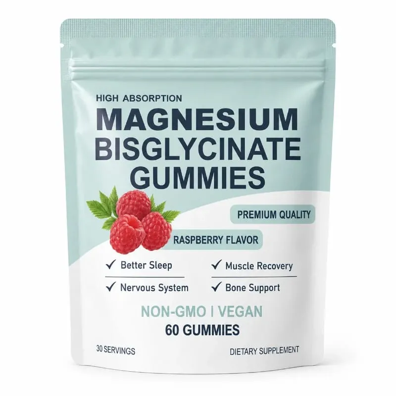 Caramelle gommose al bisglicinato di magnesio per adulti 400 mg ad alto assorbimento per il sonno Salute del sistema nervoso Recupero muscolare Salute delle ossa 60 ct