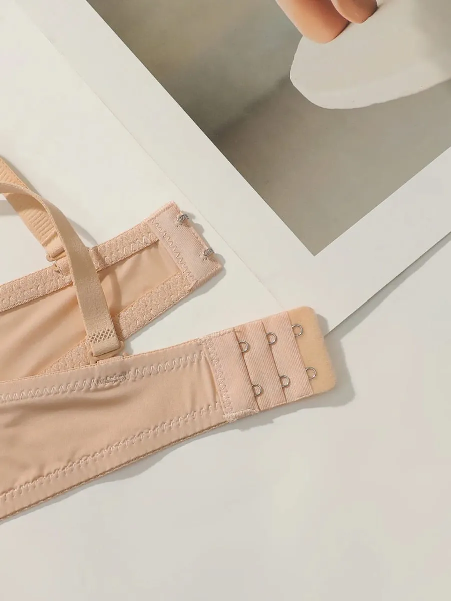 New Solid Color Daily 2-piece Women's Underwear Set 3/4 Cup Paired with Sexy Thongs Simple and Comfortable Lingerie — image 6