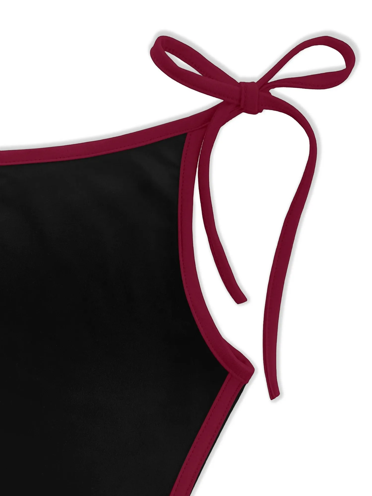 Canotta asimmetrica con una spalla e cinturino allacciato da donna, colore rosso a contrasto, vestibilità slim, canottiera corta estiva Y2K, gilet senza maniche — image 6