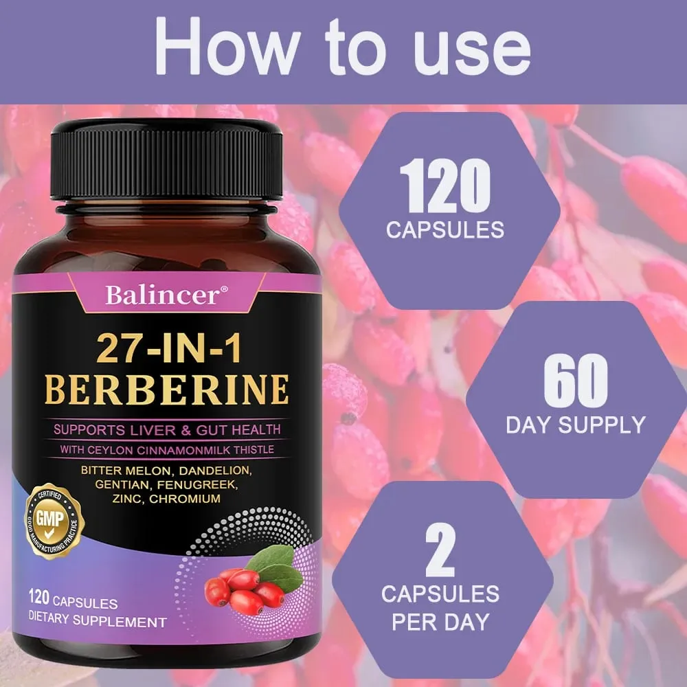 Berberine Capsules - with Ceylon Cinnamon - Blood Sugar Balance Cardiovascular Health Aid Digestion Promote Metabolism — image 6