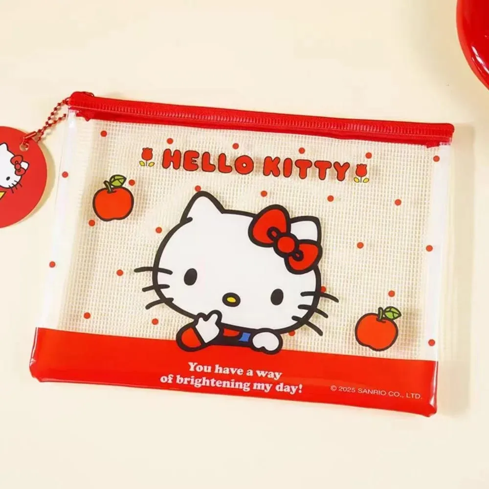 Genuine Sanrio Hello Kitty A5 Mesh Zipper Pouch Cute Kt Cat Waterproof PVC Document Bag For School File Pen Stationery Organize — image 5