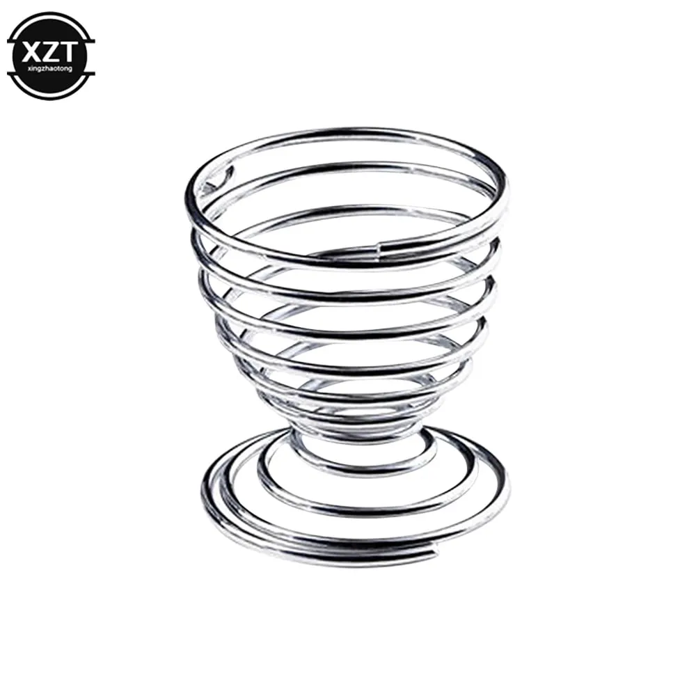 2 szt. Uchwyt na jajka spiralny Stainelss kieliszek do jajek gotowana kuchnia śniadanie gotowany na twardo uchwyt sprężynowy kieliszek do jajek narzędzie kuchenne gadżet kuchenny