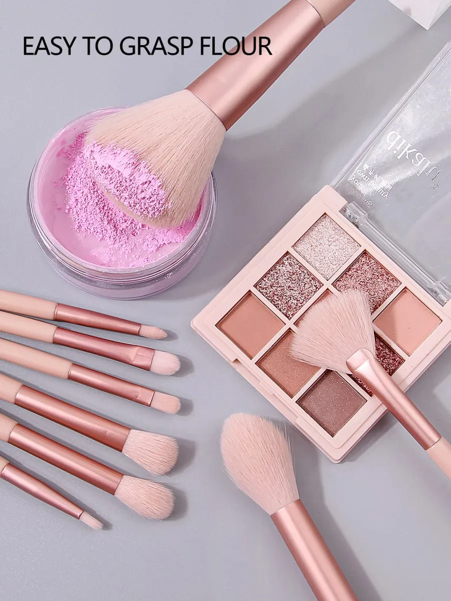Set di pennelli per trucco rosa da 12 pezzi Pennelli per correttore, fard, cipria, ombretto, evidenziatore, fondotinta, strumenti di bellezza cosmetica — image 4