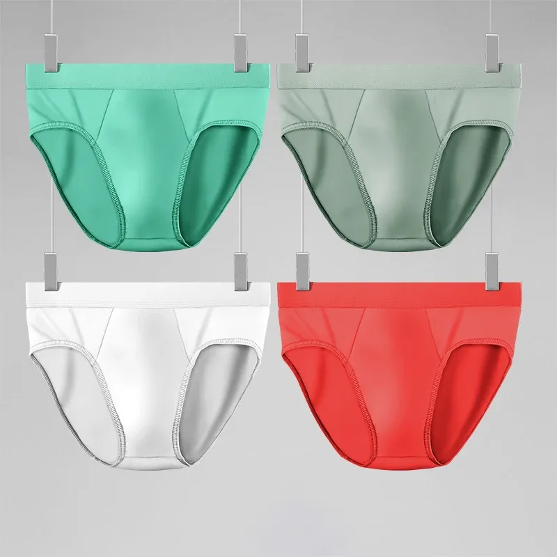 1 pieza de hielo para hombre - ropa interior de seda. Delgado - estilo para verano, con calzoncillos en U - convexos. pantalón corto de color liso — image 7