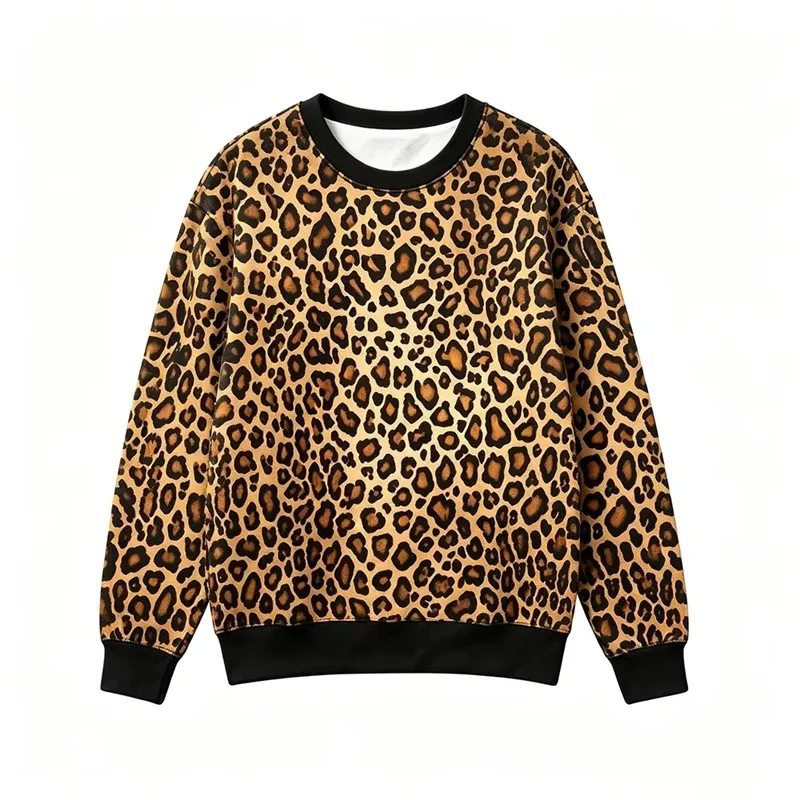 Zwierzęcy wzór patchworkowy bluza lampart Zebra żyrafa odzież uliczna z pełnym nadrukiem Vintage Casual sweter z wycięciem pod szyją modne topy