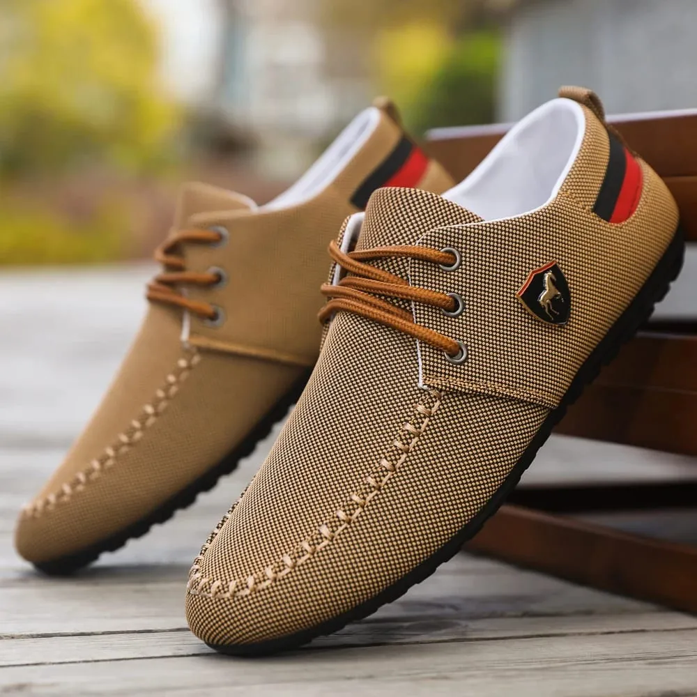Mocassini casual da uomo in tessuto traspirante, comode scarpe basse stringate con suola morbida, versatili per gli spostamenti quotidiani e l'abbigliamento leggero da lavoro, leggere, resistenti all'usura, non soffocanti sui piedi, comode da indossare a lungo, adatte a molteplici occasioni. — image 3