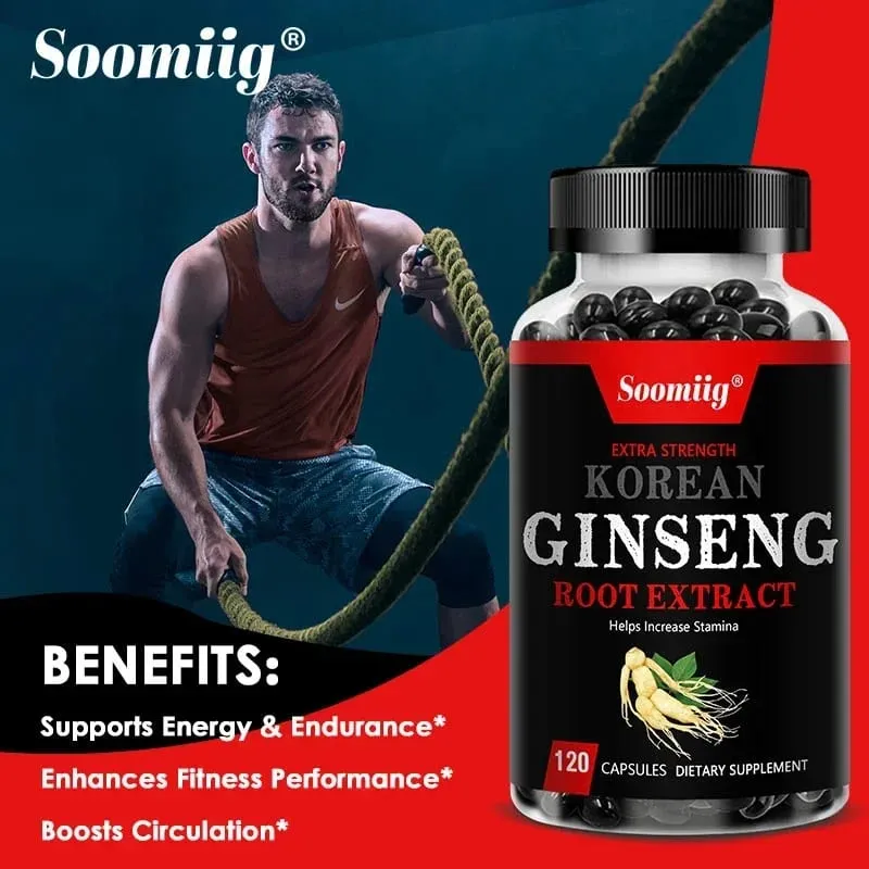 โสมเกาหลีที่แข็งแกร่ง 120 แคปซูลมังสวิรัติ Energy Stamina & Focus + หน่วยความจำและประสิทธิภาพทางจิตสำหรับผู้ชายและผู้หญิง — image 2
