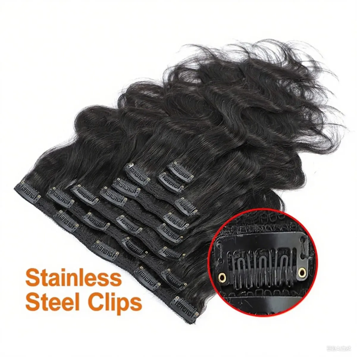 Body Wave คลิปไม่มีรอยต่อในส่วนขยายของผมมนุษย์จริง 8 ชิ้น/เซ็ตธรรมชาติบราซิล Remy ผมคลิปในส่วนขยายเต็มหัว Remy ผมคลิป Ins สำหรับผู้หญิง Double Weft Afro Kinky Culy ผมคลิป — image 5
