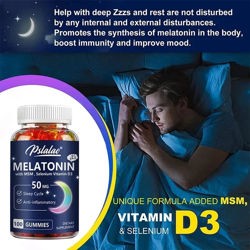 Melatonin Gummies 50mg - Υποστήριξη ύπνου Ανακούφιση από το στρες Βελτιωμένη ποιότητα ύπνου Αυξημένη παραγωγή ενέργειας Αυξημένη ζωτικότητα — image 6