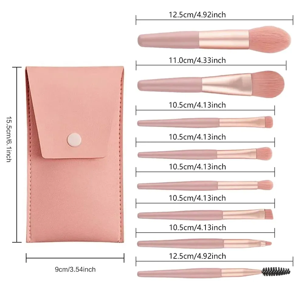 Juego de brochas de maquillaje para principiantes, brochas suaves y esponjosas para rostro y ojos con bolsa de PU, ideal para maquilladores, patrón de flores doradas — image 2
