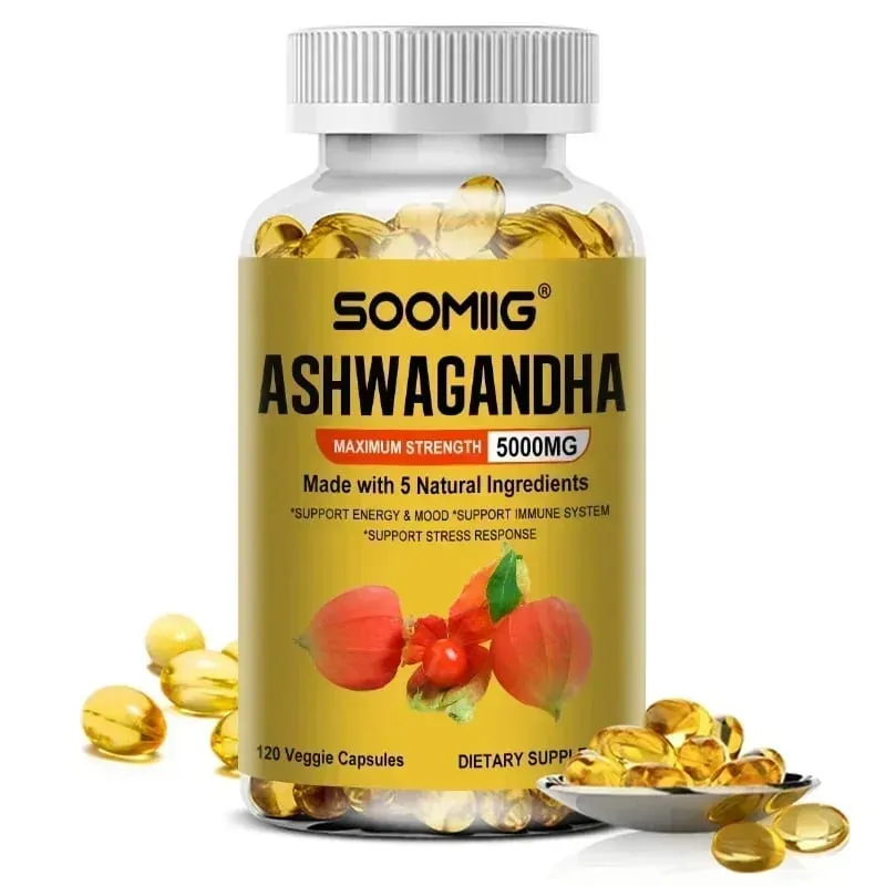 Organic Ashwagandha - Stress Relief & Immune Support Supplement Supports Balanced Energy Levels NON-GMO Vegan Capsules