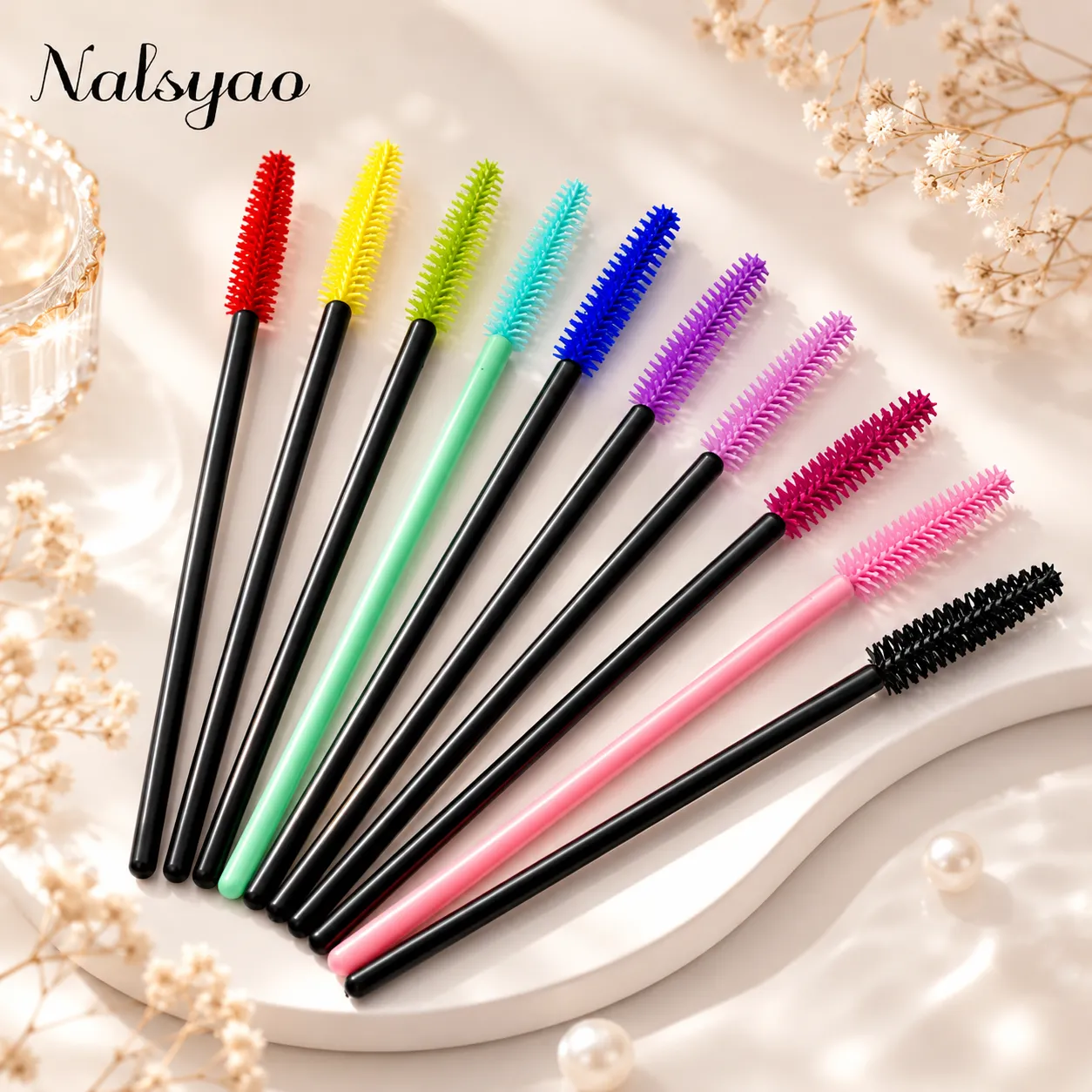 50 Pcs 일회용 실리콘 마스카라 스틱 애플리케이터 속눈썹 연장 메이크업 도구 눈 속눈썹 브러쉬 속눈썹 메이크업 브러쉬