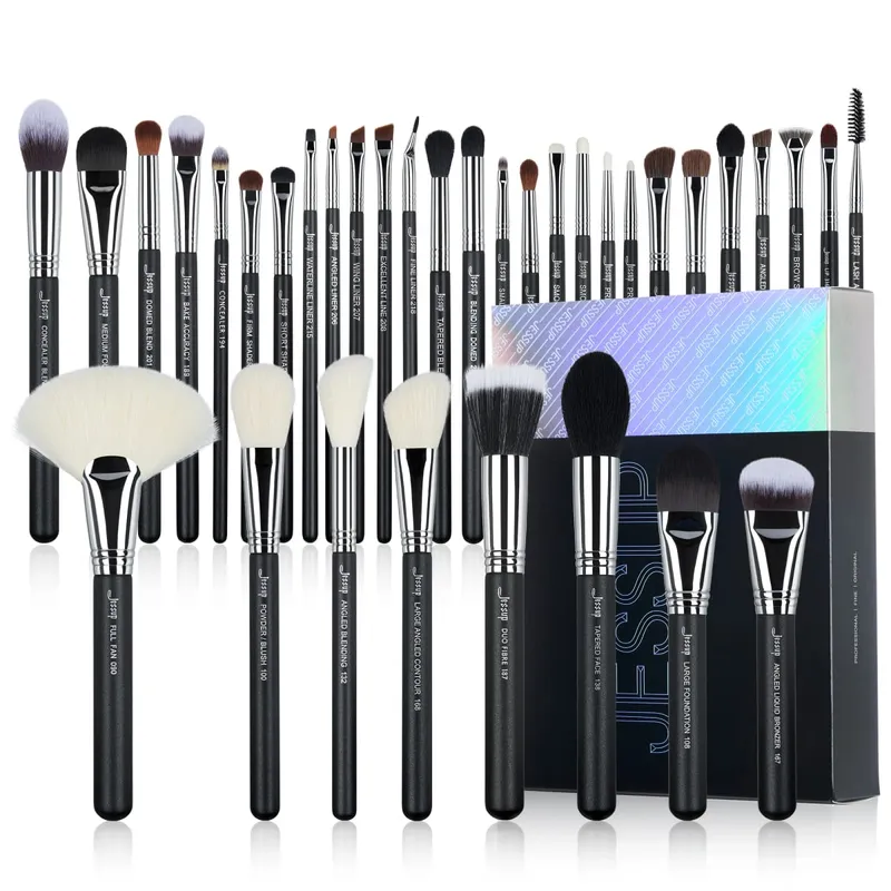 Set di pennelli per trucco Jessup Pennelli per trucco professionali con etichetta sintetica premium da 35 pezzi per fondotinta, ombretto, correttore