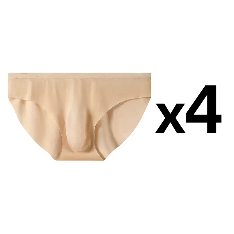 4pcs Men's Ice Silk Briefs Summer Transparent Seamless Sexy Quick-drying Trendy Breathable Underwear Ultra-thin Panties — image 19