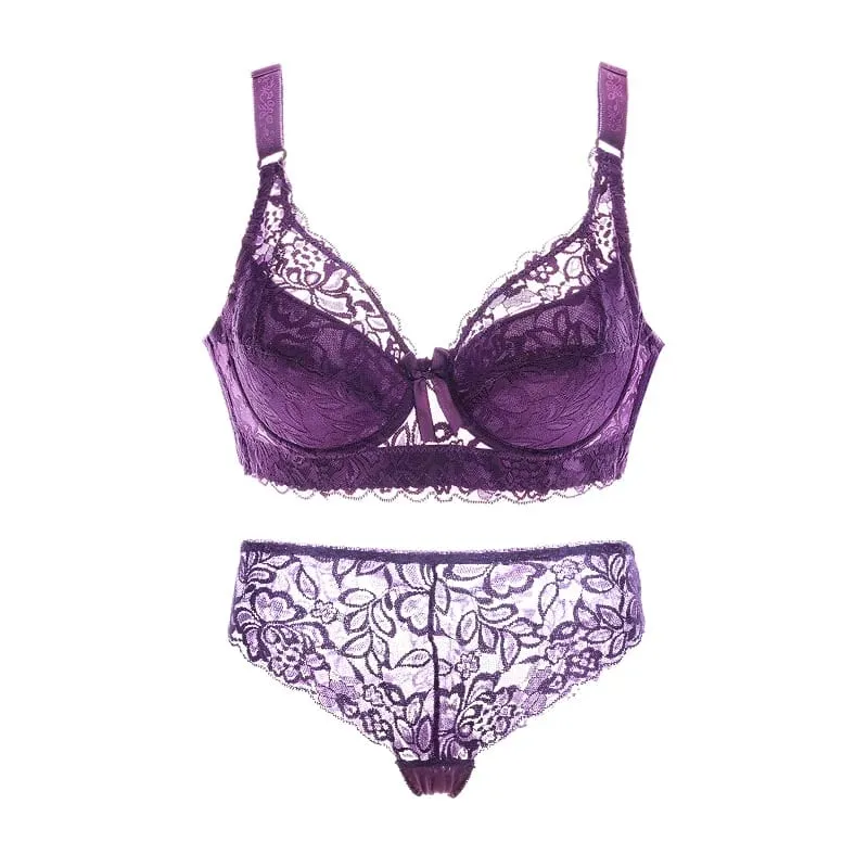 Sexy Bras Set Lace Panty Thin Brief Plus Size Women's Bralette Set Push Up Brassiere Girl Top BH Lingerie Intimates BCD 42 44 46 — image 1