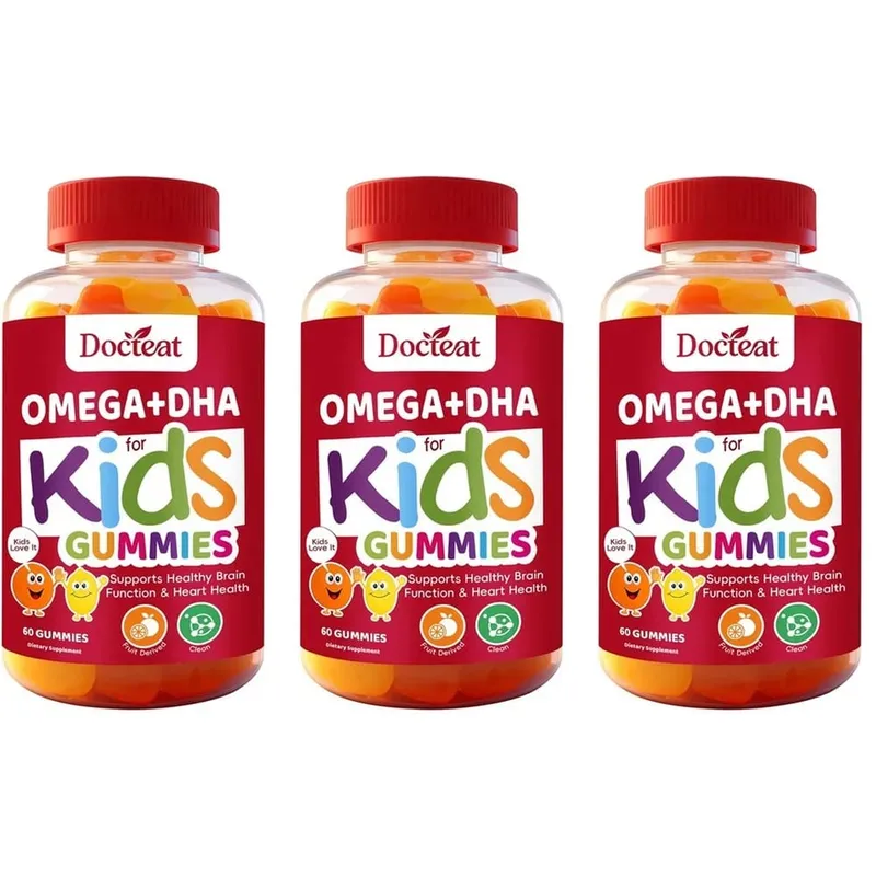 Docteat Omega+DHA Kids Gummies พร้อม DHA จากสาหร่าย วิตามินซีและ Chia Oil Omega-3 6 9 สำหรับสมองและการมองเห็น 60 Gummies — image 9