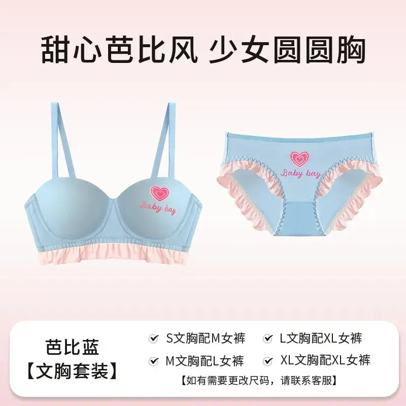 Blue Heart Seamless Wireless Bra Round Half Cup Lingerie for Small Chest Push Up No Underwire Sexy Intimates S-XL — image 8