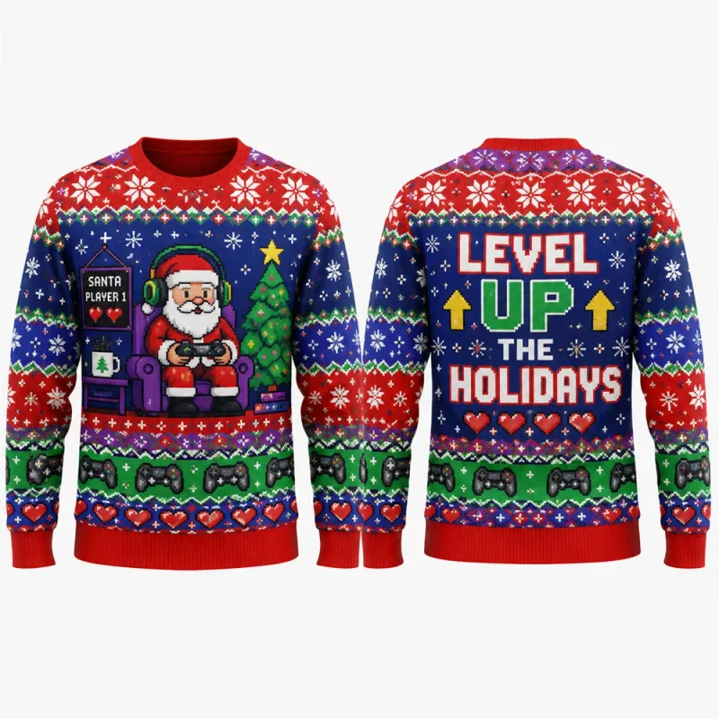 Yeehaw Holidays Santa Reindeer Sweatshirt 3D All Over Print Unisex Crew Neck Long Sleeve Western Ugly Christmas Party Xmas Shirt — image 2