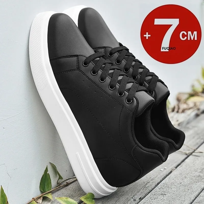 Modische PU-Leder-Aufzugsschuhe für Herren, 7 cm, unsichtbare Höhenerhöhung, weiße Turnschuhe für Damen, die lässige Sprots-Schuhe erhöhen — image 7