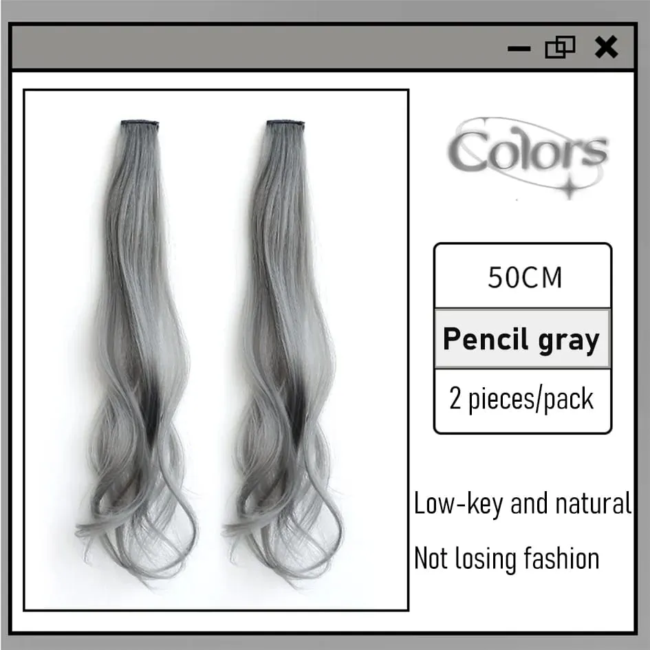 สังเคราะห์ 2 ชิ้น/เซ็ต 50 ซม.สี CURLY Hair Extensions Water WAVE สีชมพู/สีฟ้า/สีม่วงฮาโลวีน/คริสต์มาสวิกผม — image 12