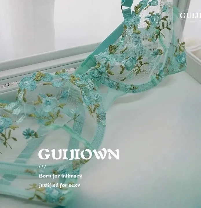 ทุกวันชุดชั้นในลูกไม้ฝรั่งเศสชุดไร้สายสนับสนุนปักดอกไม้ Ultra Thin Breathable Comfort Hollow Out ชุดชั้นใน BANERDANNI — image 11