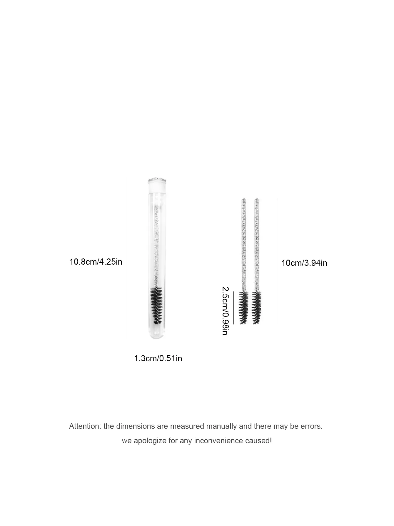 [70 pinceaux noirs pour les yeux et 20 Tubes en plastique] sourcils jetables en tige de cristal, brosse douce extrêmement fine, Portable et Flexible