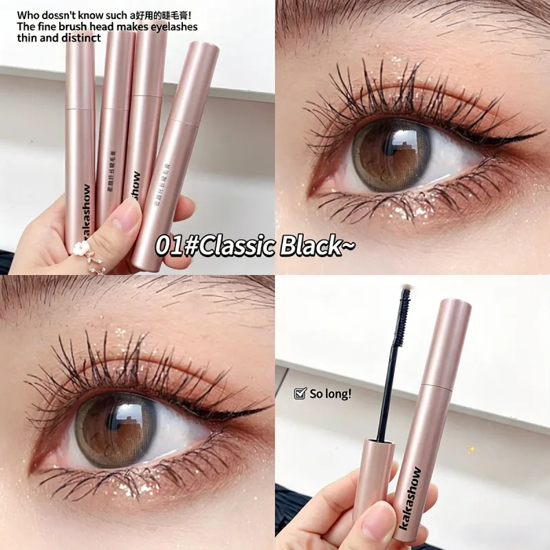 Kakashow Verlängerungs-Wimperntusche, wasserfest, langlebig, kräuselnde Wimpern-Wimperntusche, dichte, getrennte Wimpern, wischfestes Augen-Make-up