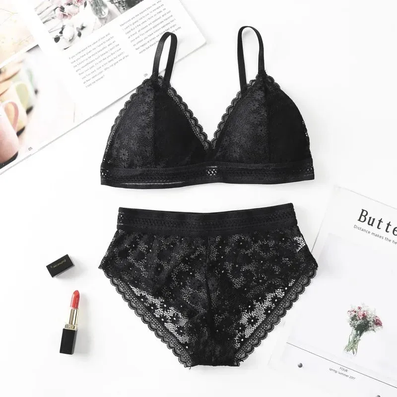 Set reggiseno da donna con retro in pizzo senza bordi in acciaio Coppa triangolare francese Confortevole copertura del torace Biancheria intima estensibile per la pelle — image 9