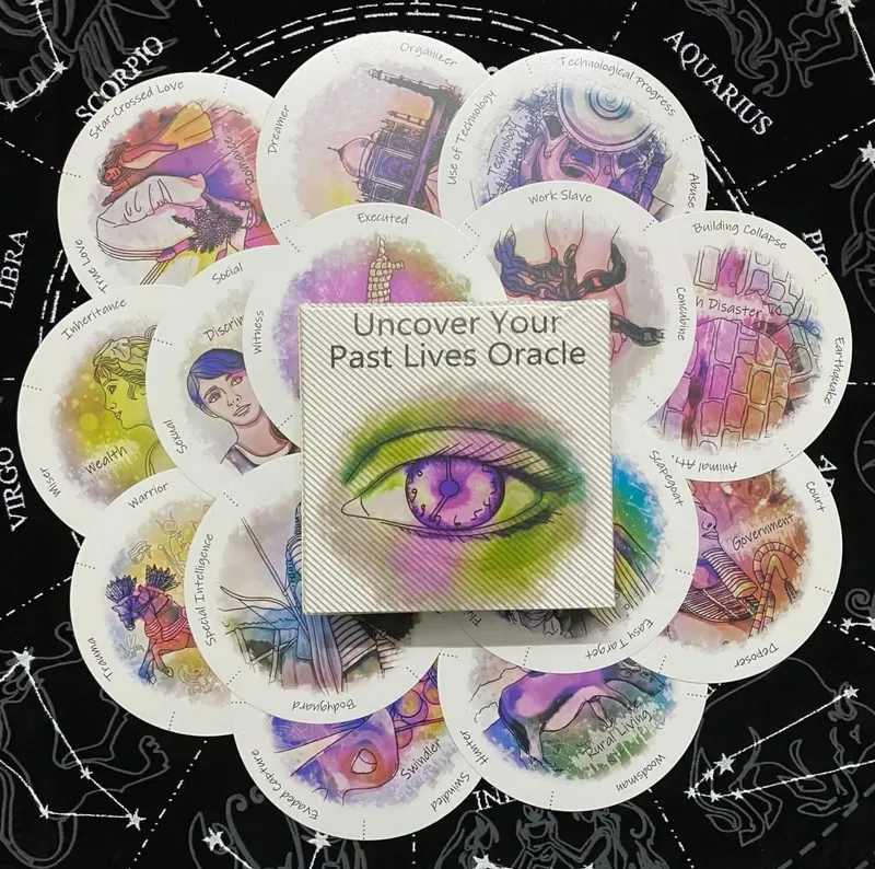 Uncover Your Past Life Oracle Deck Round Shape 87 Cards with PDF Guide Book Divination Oracle Cards Tarot Game — image 3