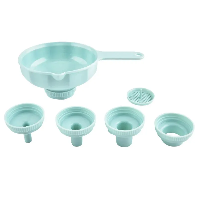 Funil prático de grande diâmetro, seis em um, funil de plástico multifuncional, funil para fazer compotas, suprimentos de cozinha e pequenas ferramentas