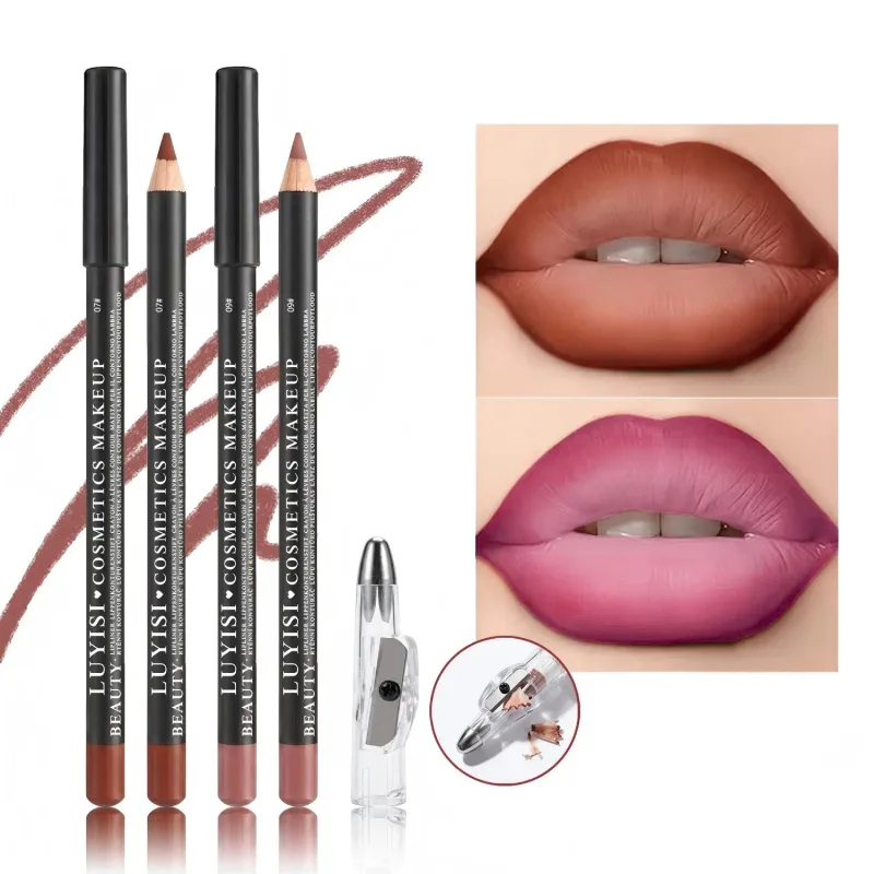 Set professionale di matite per labbra con temperamatite 2 matite per labbra impermeabili + 1 temperamatite Velluto opaco a lunga tenuta a prova di trasferimento — image 4